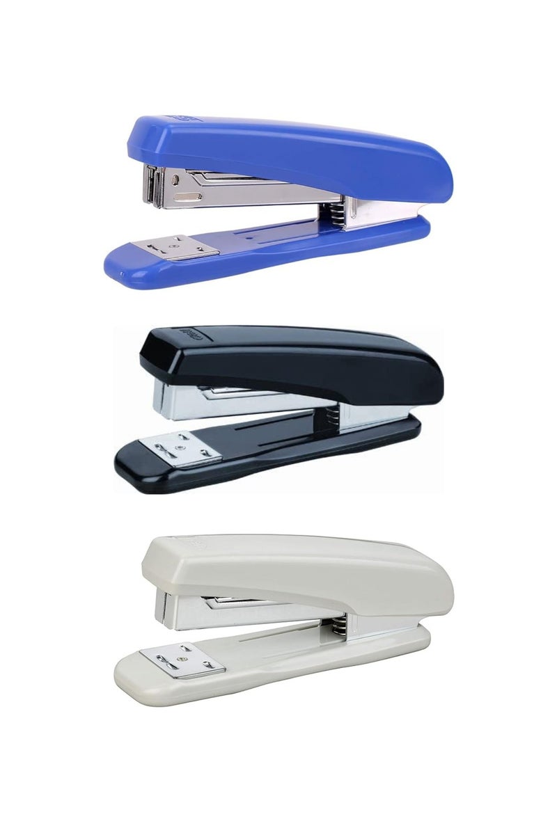 Deli المشبك E0306 - 25 ورقة، 24/6 و 26/6، أبيض/أزرق/أسود (عبوة من 3) قد يختلف اللون - Image 1