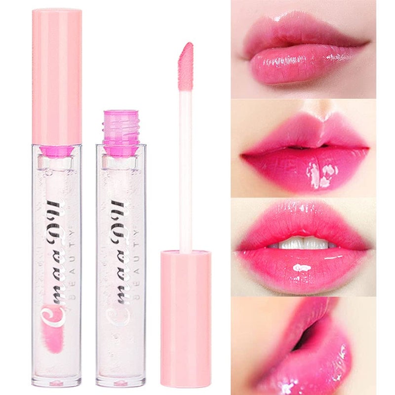 CmaaDu 2 Pcs Color Changing Lip Gloss Lip Oil Tinted, Pink Magic Mood Lipstick,Temperature Color Change Lip Stain Lip Balm, Longlasting Lips Will Not Dry Out - Image 2