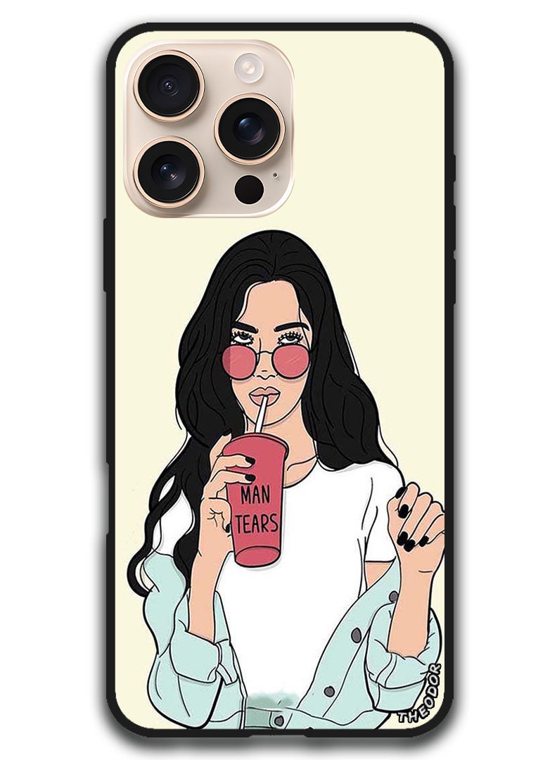 Theodor Protective Case Anti Scratch Shock Proof Bumper Cover For iPhone 16 Pro Max (6.9)-inch Girl Drinking Coffee - Image 1