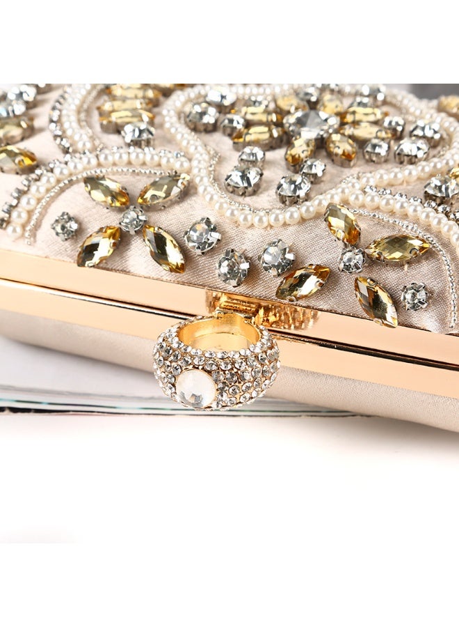 general Diamond-encrusted dinner handbag handmade beaded banquet clutch ring satchel - Image 4