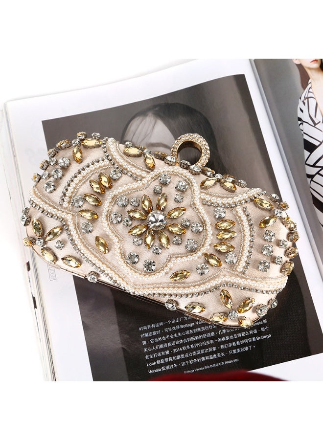 general Diamond-encrusted dinner handbag handmade beaded banquet clutch ring satchel - Image 2