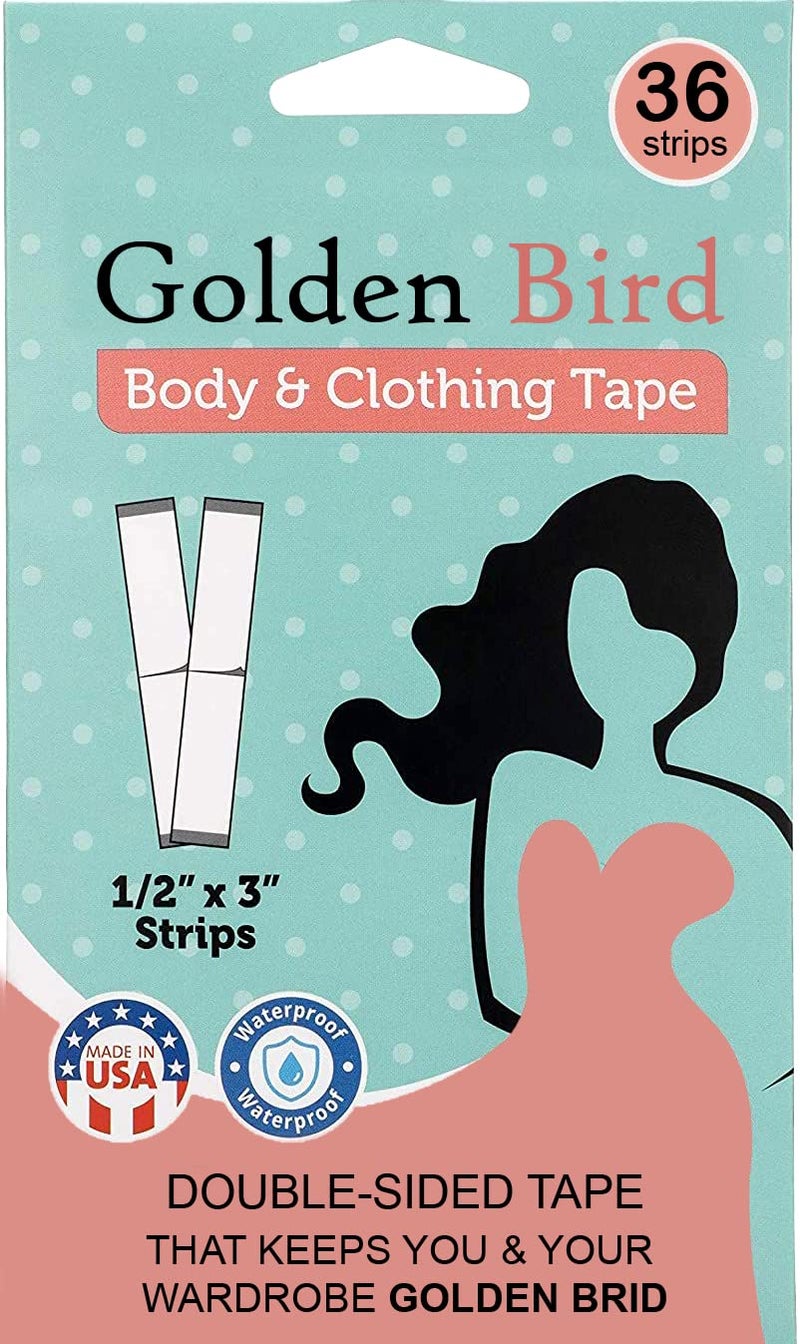 Golden Bird Golden bird 36 Pcs Double Sided Tape for Fashion, Clothing and Body | All Day Strength Tape Adhesive and Gentle on Skin and Fabrics | Transparent Clear Color for All Skin Shades  - Image 1