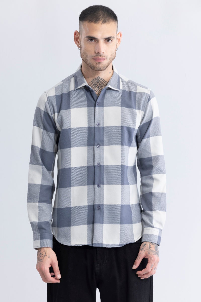 SNITCH Checkmate Checks Grey & White Shirt - Image 5