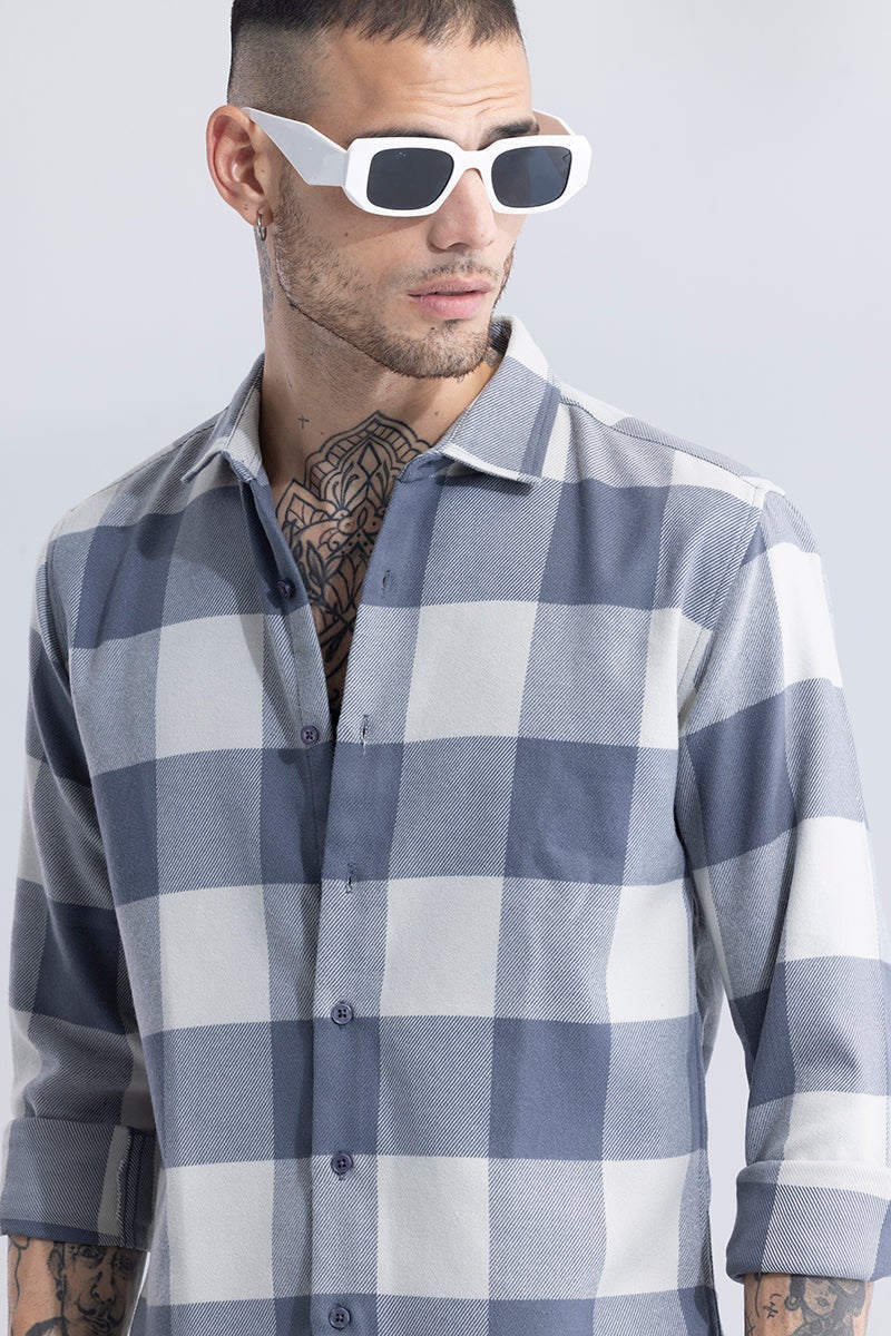 SNITCH Checkmate Checks Grey & White Shirt - Image 4