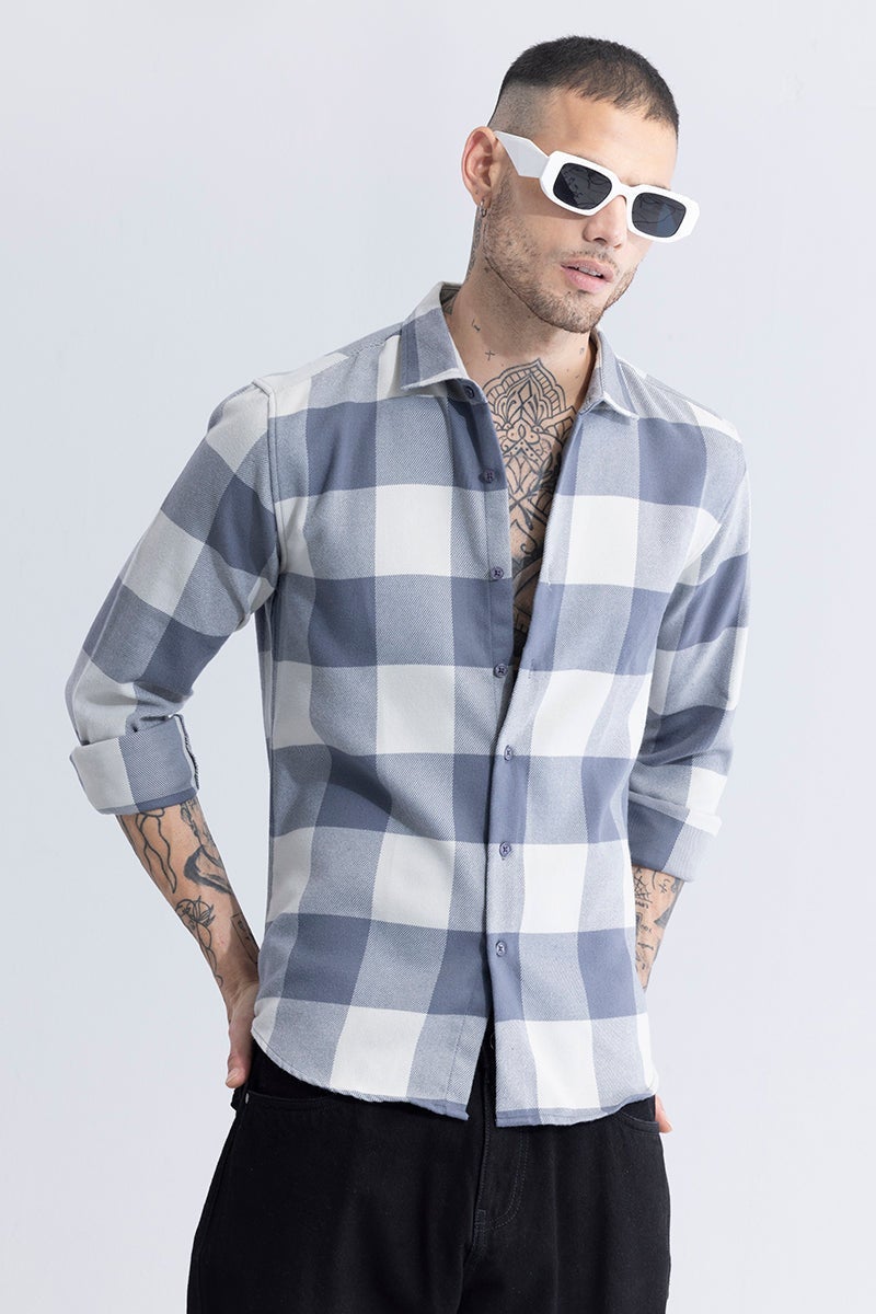 SNITCH Checkmate Checks Grey & White Shirt - Image 3