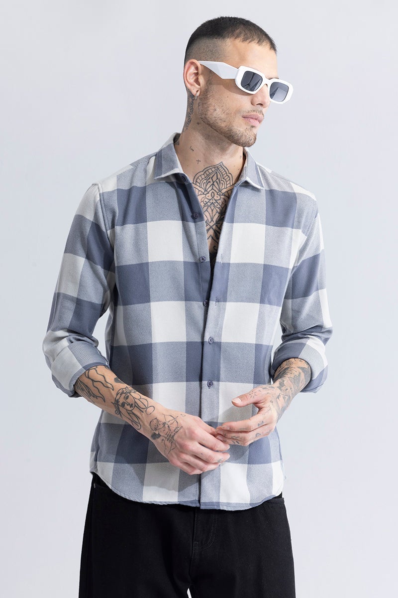 SNITCH Checkmate Checks Grey & White Shirt - Image 1