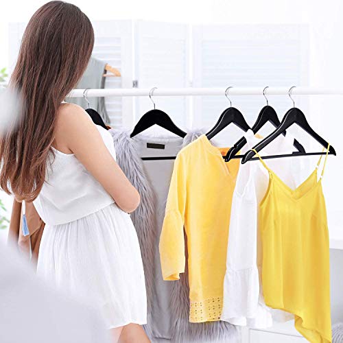 Evolluxi Lotus Wooden Hangers, Solid Wood Shirt Hangers,Dress Coat Jacket Clothes Hangers,with Extra Smooth Finish, 360 Degree Swivel Hook(Retro) (Black, 18) - Image 3