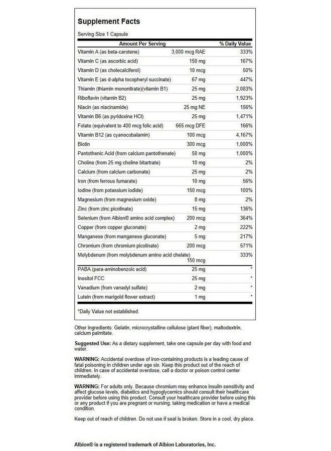 Swanson Active One Multivitamin with Iron 90 Capsules - Image 2