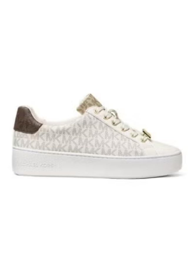 Michael Kors Women’s Poppy Logo Sneakers – Beige Platform Sneakers, Size 10 - Image 1