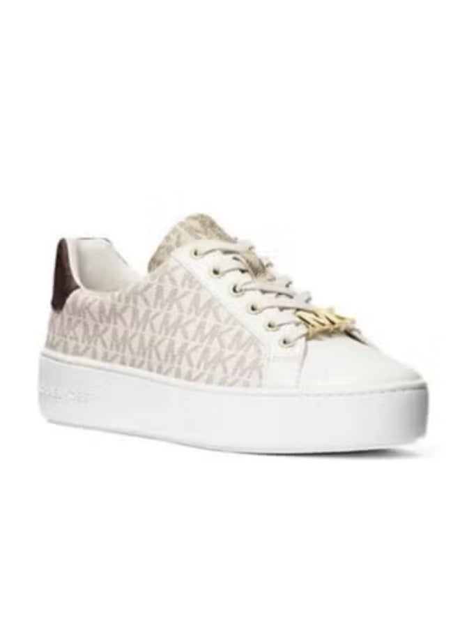 Michael Kors Women’s Poppy Logo Sneakers – Beige Platform Sneakers, Size 10 - Image 2
