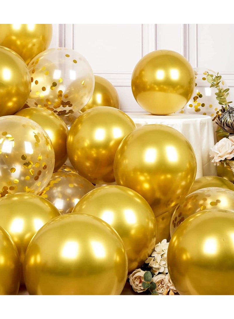 JOLLITY LLC بالونات كروم معدنية 50 قطعة 12 بوصة هيليوم لامعة سميكة زينة حفلات (كروم ذهبي) - Image 2