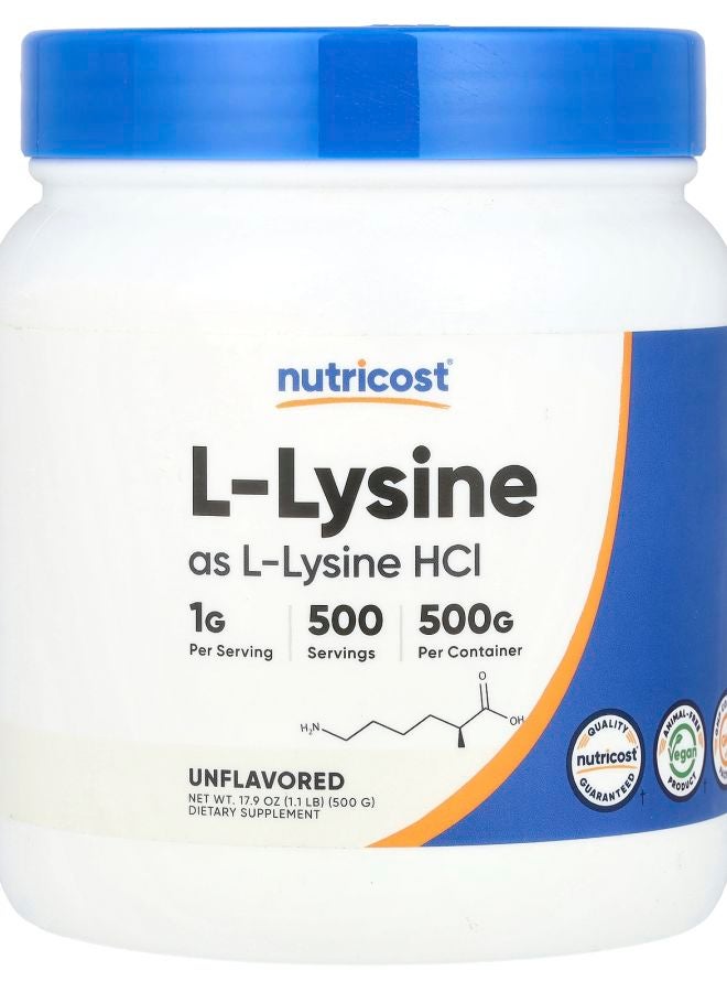 Nutricost L-Lysine Unflavored 17.9 oz (500 g) - Image 1
