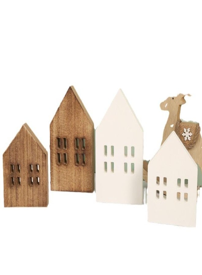 iMagitek 2 Pack Block Farmhouse Home Wooden Sign House Shaped Wooden Sign Tiered Tray Decor for Home Room Table (Brown) - Image 4