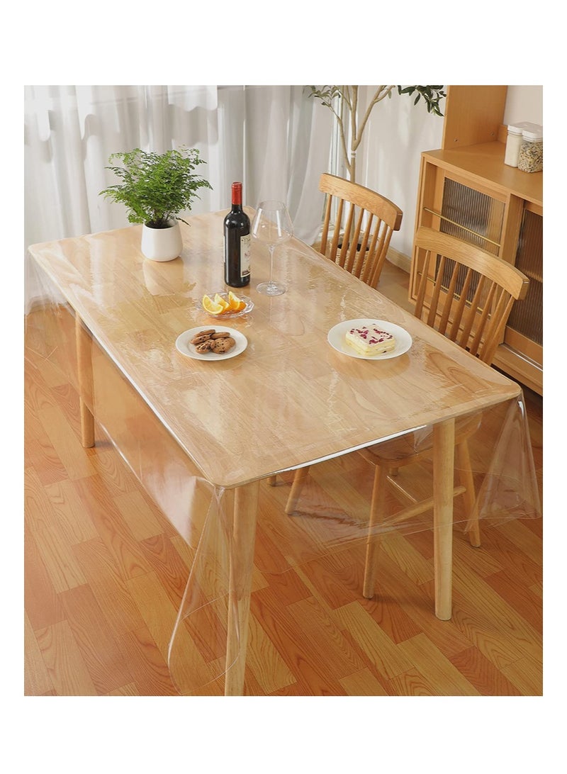 EZdenK 140*220cm Clear Plastic Tablecloth , 100% Waterproof Oil-Proof Spill-Proof Vinyl PVC Table Cloth， Wipeable Rectangle Tablecloth Protector for Dining Table，Outdoor and Indoor Uses，（Thickness 0.15mm） - Image 3