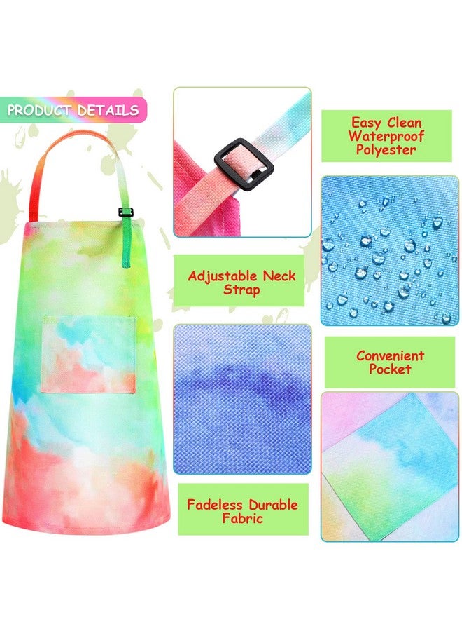 Satinior 3 Pieces Tie Dye Art Apron For Kids Adjustable Painting Apron Cute Kids Cooking Aprons Artist Tie Dye Apron With Pocket For Child Home Kindergarten Party Supplies Apron For Boys Girls 3 Styles - Image 3