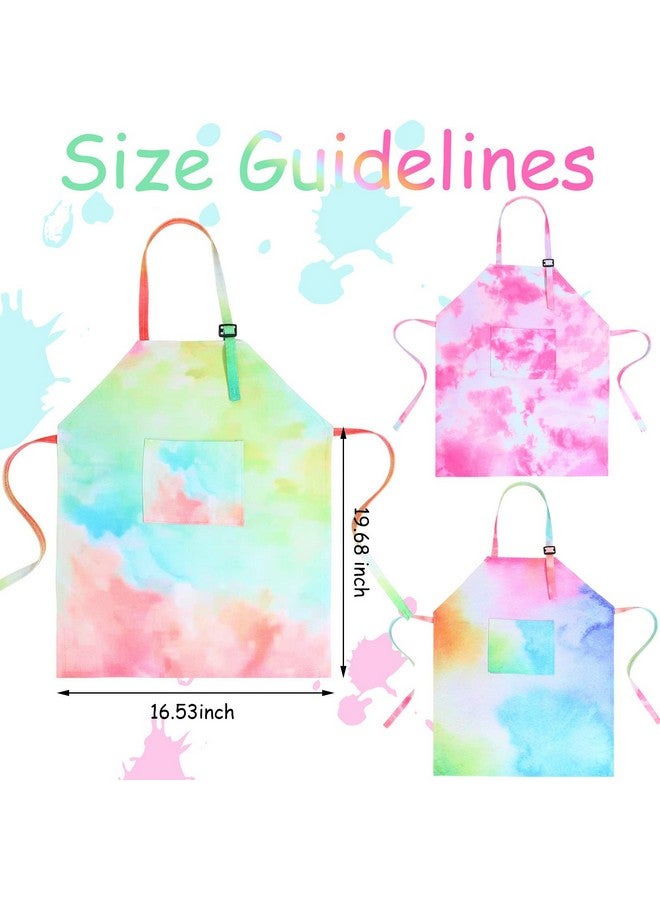 Satinior 3 Pieces Tie Dye Art Apron For Kids Adjustable Painting Apron Cute Kids Cooking Aprons Artist Tie Dye Apron With Pocket For Child Home Kindergarten Party Supplies Apron For Boys Girls 3 Styles - Image 4