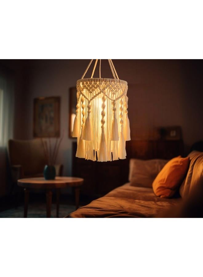 Antikiano Macrame Hanging Lantern,Boho Pendant Lamp,Tassel - Image 3