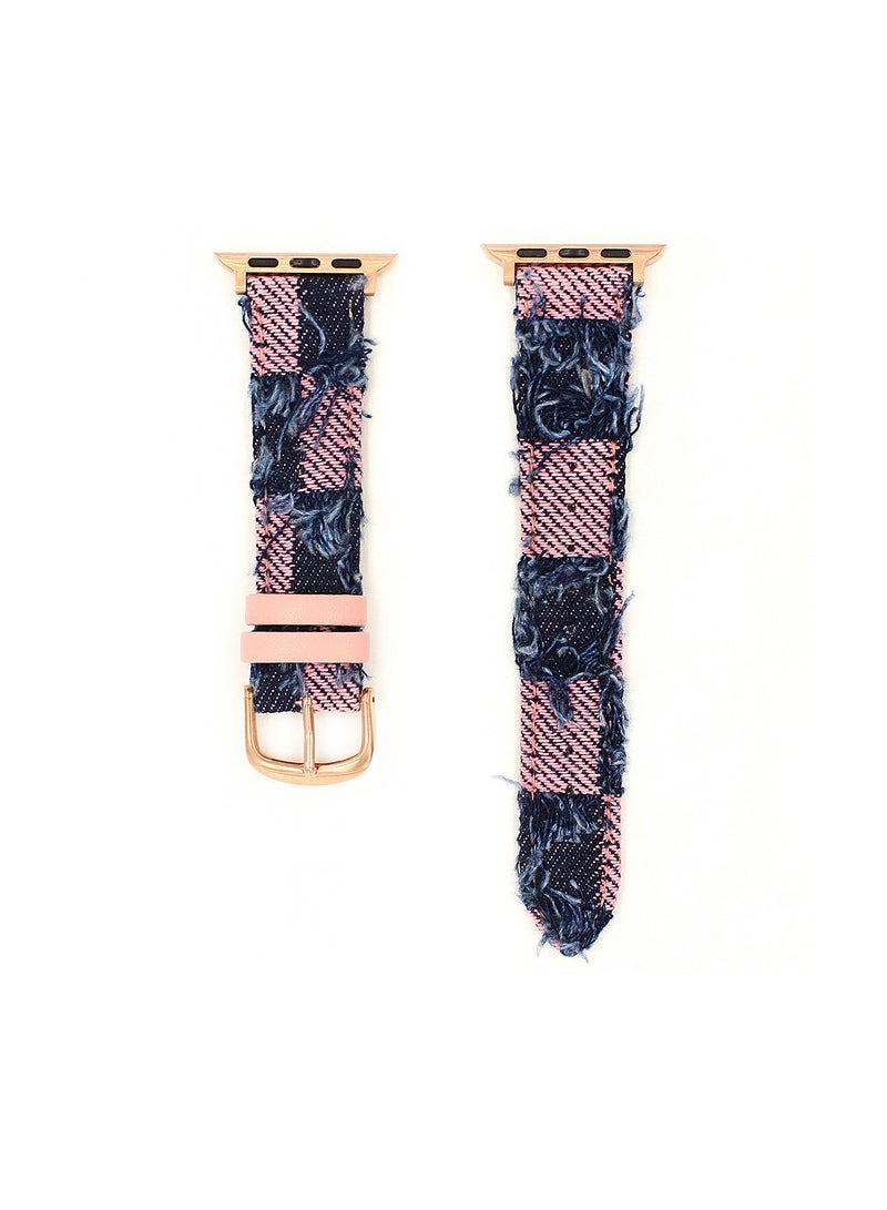 EBMINI Denim Patchwork Cowhide Tassel Watch Strap42/44/45/49mm