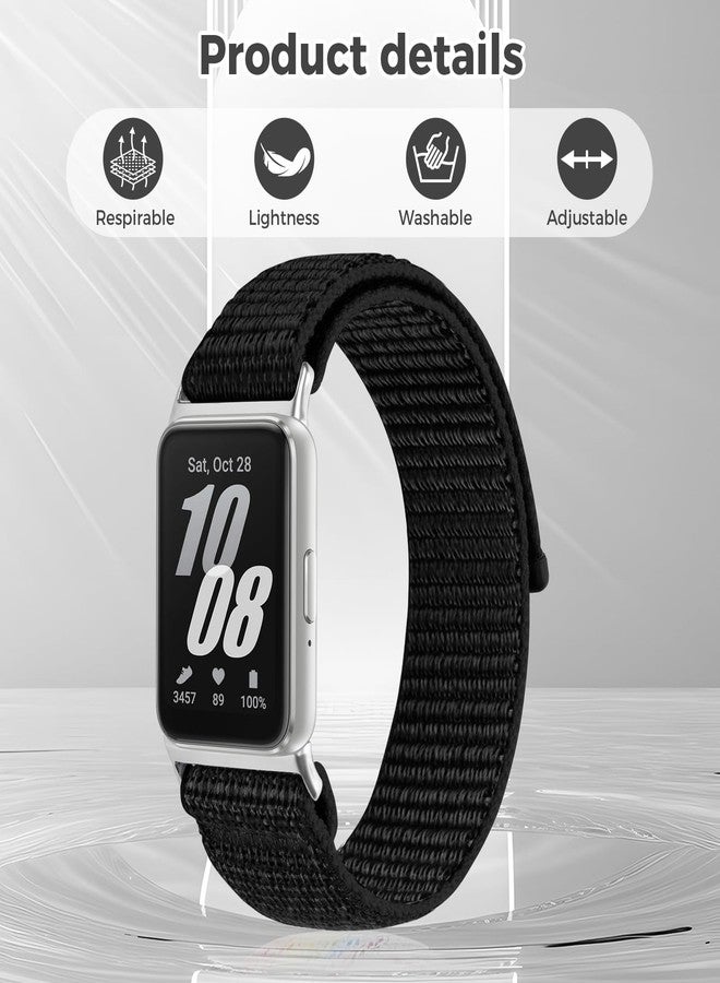Acortjl 2PCS Nylon Watch Band Compatible with Samsung Galaxy Fit 3, Soft Breathable Adjustable Sport Nylon Loop Replacement Wristbands for Galaxy Fit3 SM-R390 Watch for Women Men - Image 4
