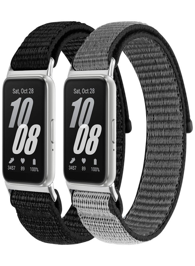 Acortjl 2PCS Nylon Watch Band Compatible with Samsung Galaxy Fit 3, Soft Breathable Adjustable Sport Nylon Loop Replacement Wristbands for Galaxy Fit3 SM-R390 Watch for Women Men - Image 1