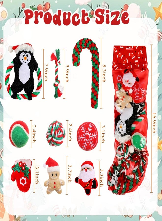 Suilung 10 Pieces Christmas Dog Toys Gifts Dog Christmas Stocking Stuffers with Assorted Toys for Puppy Prefilled Chew Rope Toys for Teething for Small and Medium Dogs(Bright Style) - Image 2