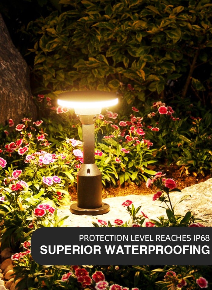 Vmax Modern Outdoor LED Garden Post Light, 12W, 30cm, IP65 Waterproof – Warm White Landscape Garden Patio Path Lamp (Round-Warm White-2 Pcs) - Image 5