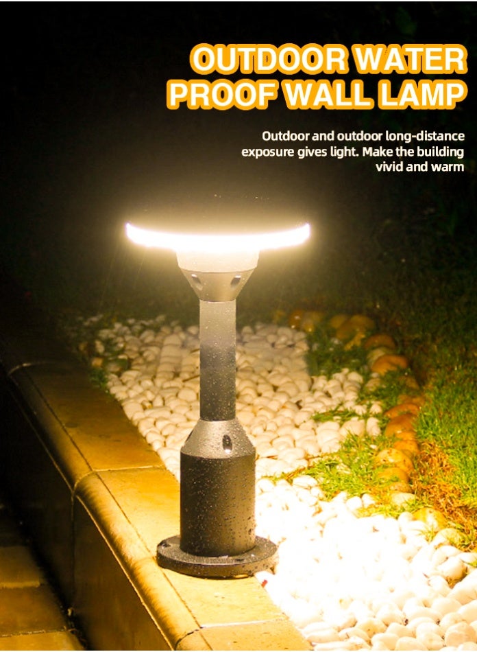 Vmax Modern Outdoor LED Garden Post Light, 12W, 30cm, IP65 Waterproof – Warm White Landscape Garden Patio Path Lamp (Round-Warm White-2 Pcs) - Image 4