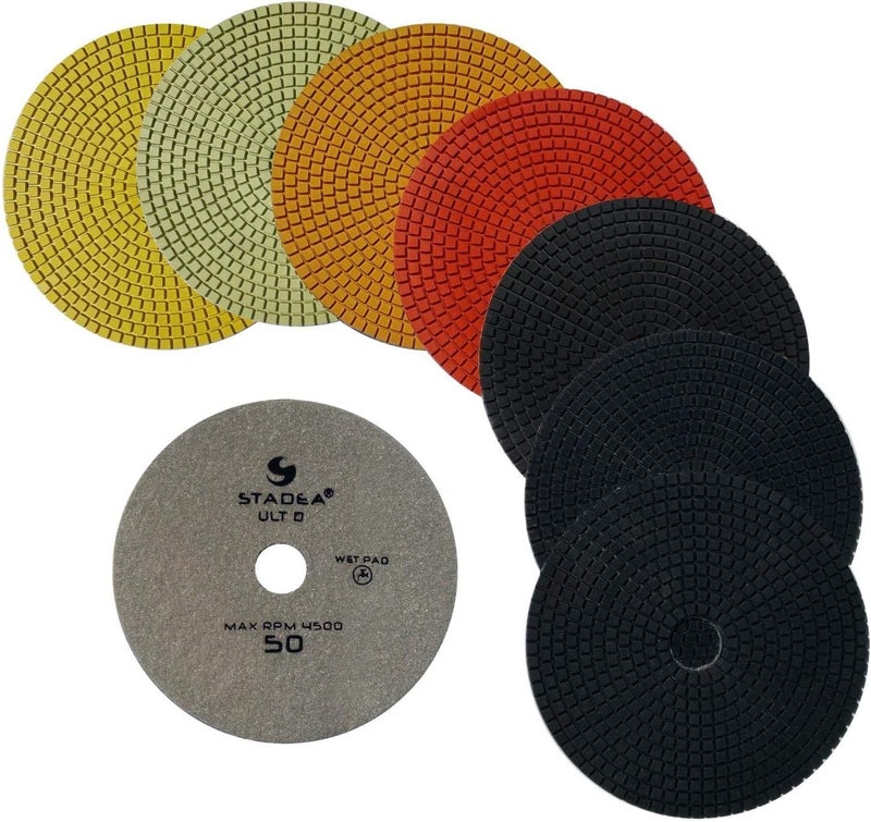 Stadea PPW166X Granite Polishing Pads 7 Diamond Pads Set For Granite Quartz Stones Polish - Image 1