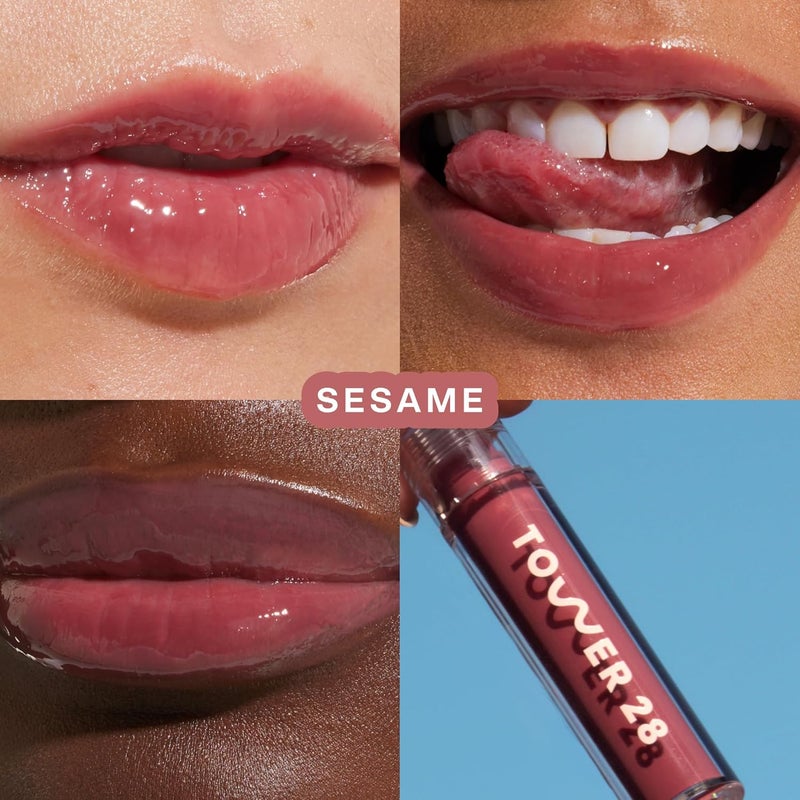 TOWER 28 ShineOn Milky Lip Jelly, SESAME, Non-Sticky, Hydrating Vegan Lip Gloss in Milky Mauve, Apricot and Raspberry Seed Oil, Moisturizing, Clean, Cruelty Free - Image 2