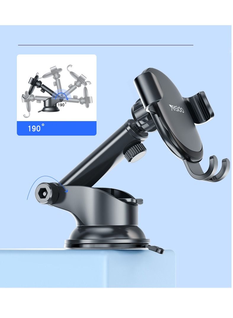 Yesido Car Phone Holder Inverted Hook Cradle Auto Clamping Gravity Mobile Holder Phone Holder Black C120 - Image 2