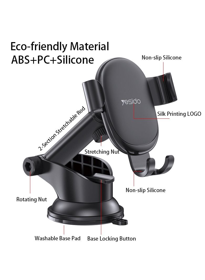 Yesido Car Phone Holder Inverted Hook Cradle Auto Clamping Gravity Mobile Holder Phone Holder Black C120 - Image 4