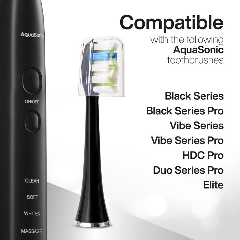 AquaSonic Proflex Replacement Brush Heads | ADA Accepted | for Whiter Teeth & Gum Care | Compatible with Many AquaSonic Toothbrush Handles (3 Pack Black) - Image 5