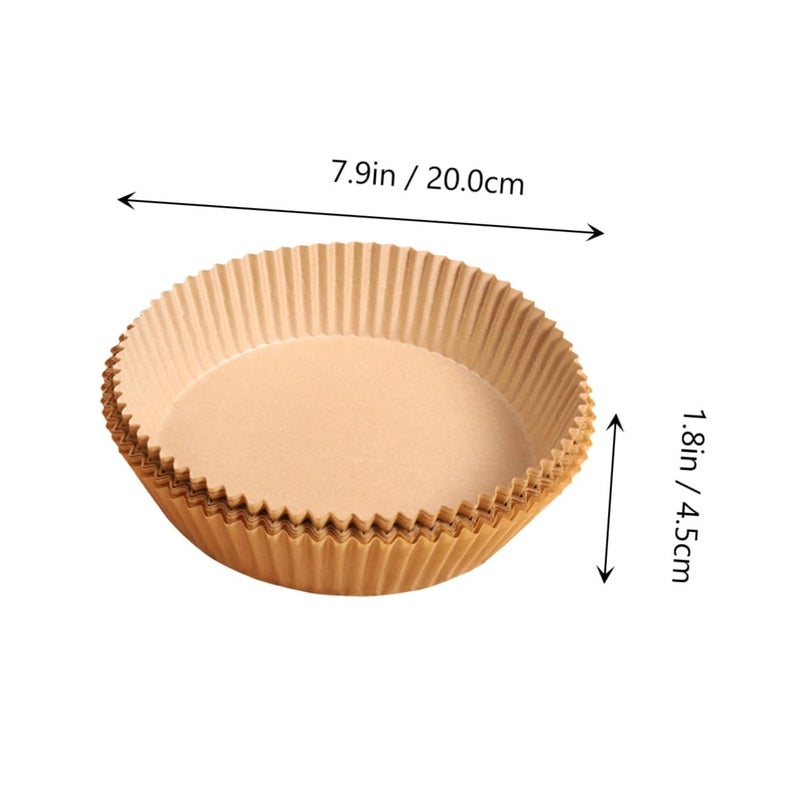 50 Pcs Natural Yellow Round Air Fryer Disposable Paper Liners Oil Absorbing Heat Resistant - Image 3