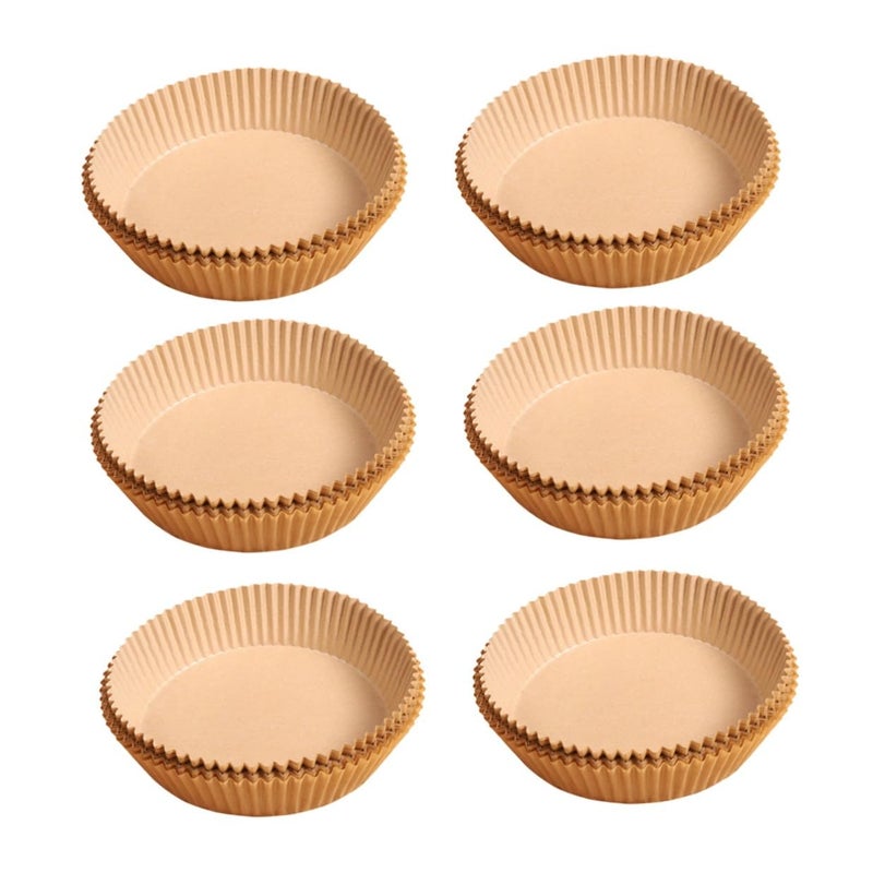 50 Pcs Natural Yellow Round Air Fryer Disposable Paper Liners Oil Absorbing Heat Resistant - Image 2