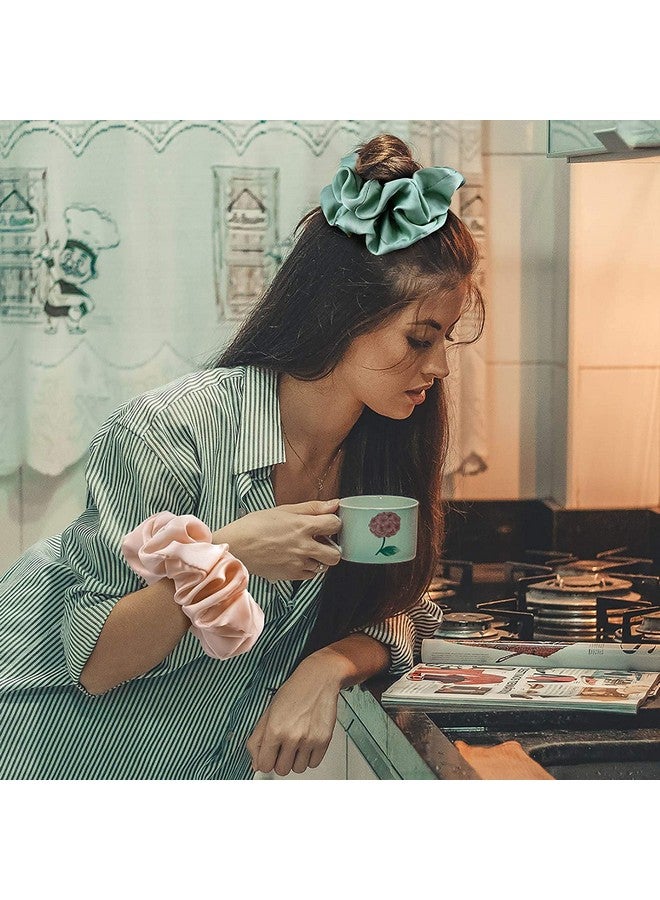 كلوفن 6 ألوان كبيرة الحجم، ربطات شعر كبيرة الحجم، ربطات شعر كبيرة الحجم، ربطات شعر مطاطية من الساتان، عشاق وردية، أربطة شعر ناعمة، ربطات شعر، إكسسوارات شعر، ربطات شعر للفتيات والنساء (6 أحمر خدود) - Image 4