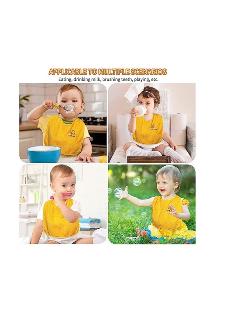 SOLARAE Bibs for Baby Girls Boys, Toddler Bibs for Feeding Teething Drooling, Size 16"x20" Face Towel Multifunctional Unisex Soft Absorbent Multi-Layer Baby Bibs for 1-6 Years kids 3 Pcs pink purple yellow - Image 2