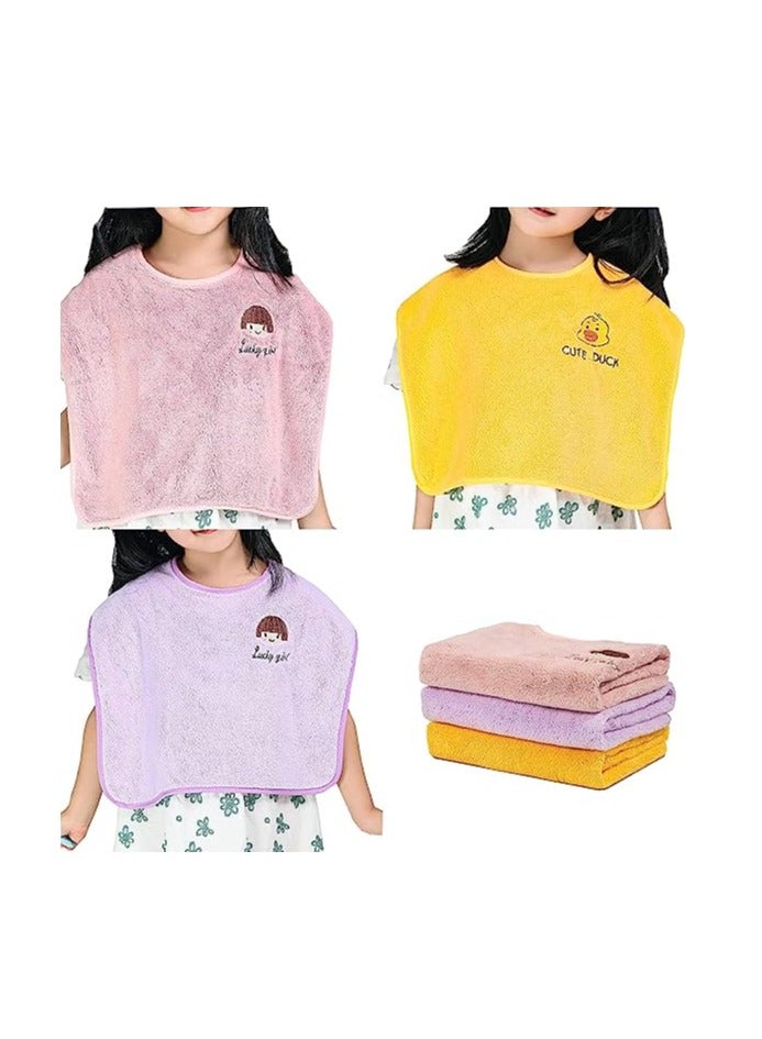 SOLARAE Bibs for Baby Girls Boys, Toddler Bibs for Feeding Teething Drooling, Size 16"x20" Face Towel Multifunctional Unisex Soft Absorbent Multi-Layer Baby Bibs for 1-6 Years kids 3 Pcs pink purple yellow - Image 1