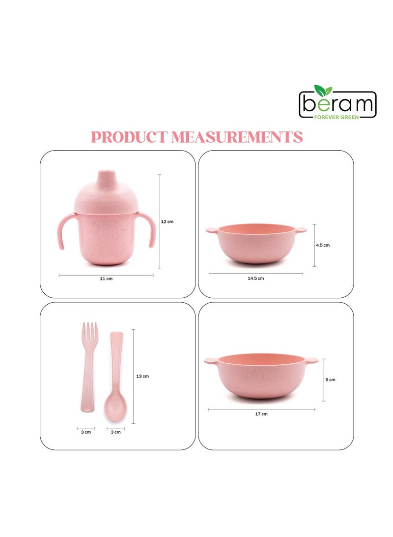Beram Wheat Straw Dinnerware Set for Kids, 5 Pieces Set, Cutlery, Flatware and Tableware for Children, Environmentally Friendly Material, Daily Use Kitchen Utensils, Utensils Sets for Children - Image 4