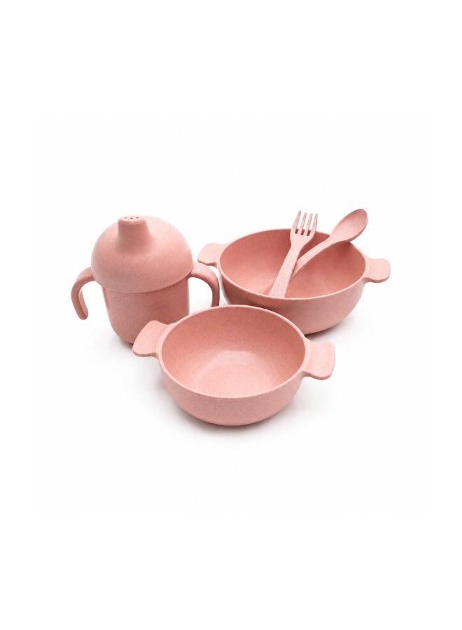 Beram Wheat Straw Dinnerware Set for Kids, 5 Pieces Set, Cutlery, Flatware and Tableware for Children, Environmentally Friendly Material, Daily Use Kitchen Utensils, Utensils Sets for Children - Image 1
