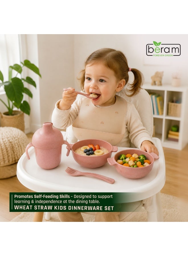 Beram Wheat Straw Dinnerware Set for Kids, 5 Pieces Set, Cutlery, Flatware and Tableware for Children, Environmentally Friendly Material, Daily Use Kitchen Utensils, Utensils Sets for Children - Image 5
