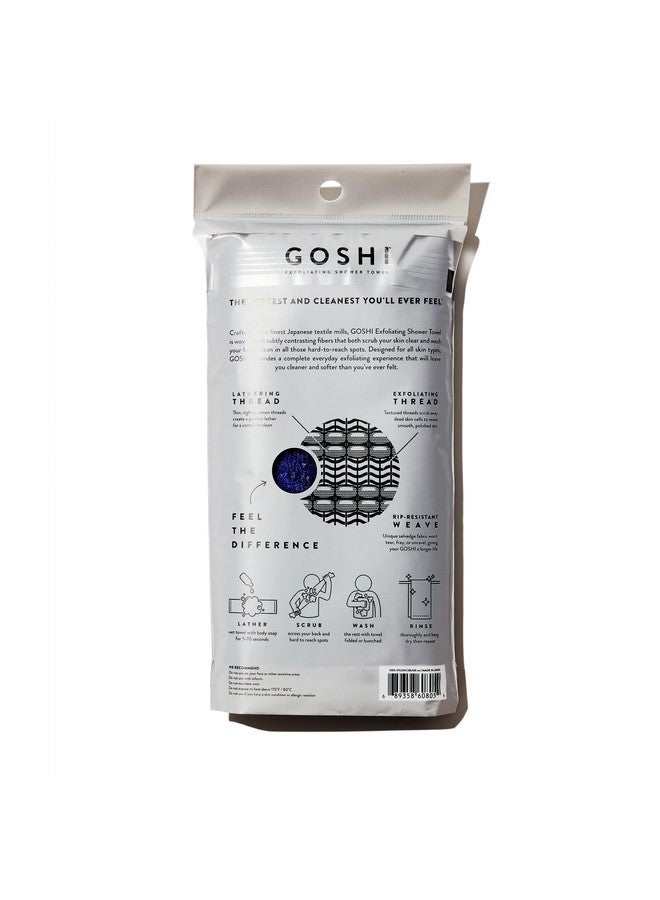 GOSHI Exfoliating Shower Towel - Rip-Resistant Exfoliating Washcloth for All Skin Types - Indigo Blue - Made in Japan - Image 2
