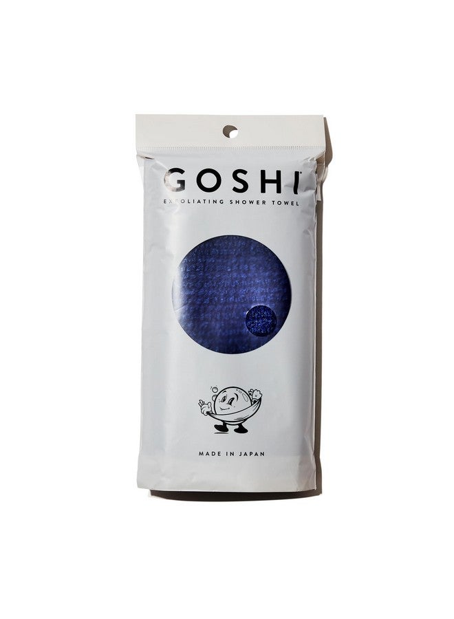 GOSHI Exfoliating Shower Towel - Rip-Resistant Exfoliating Washcloth for All Skin Types - Indigo Blue - Made in Japan - Image 1
