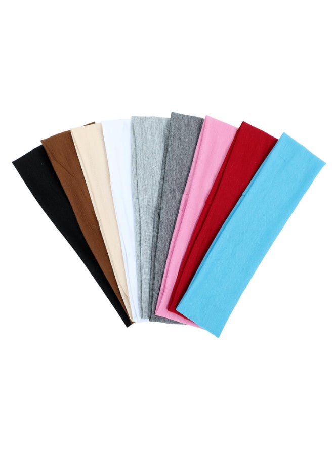 Ainitops 9Pcs Headbands for Women Non Slip Headband Soft Elastic Hair Bands for Womens Hair Fashion Cotton Cloth Stretchy Sweat Bands Headbands for Sports Makeup Gym Running Yoga Workout 9ColorsB - Image 2