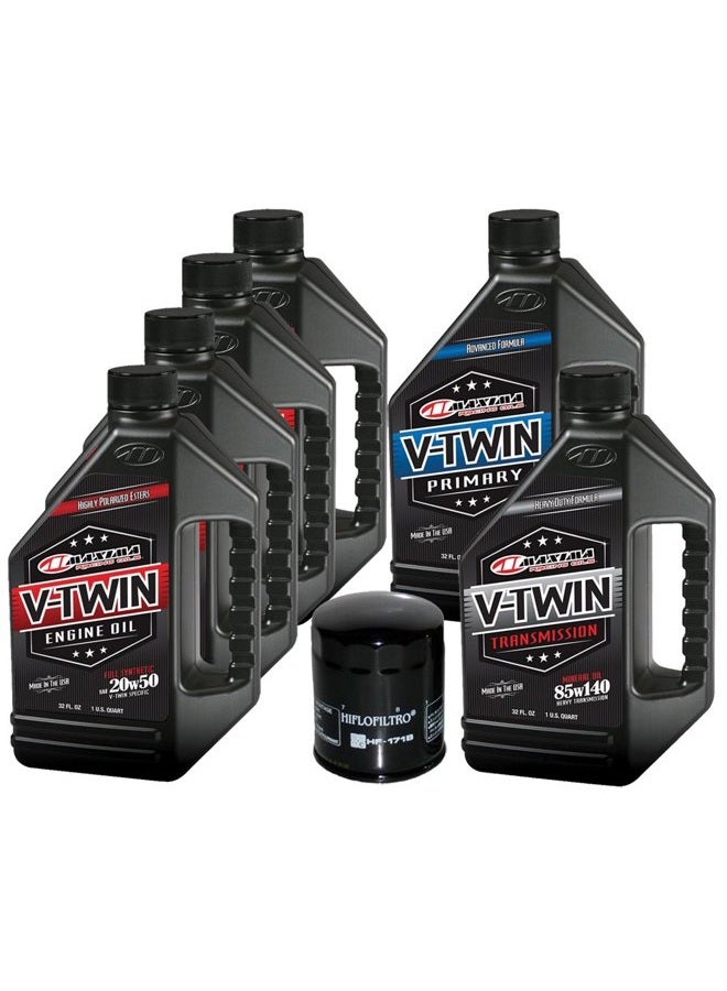 Maxima MaxHiflo VTTOCK12 Complete Engine Oil Change Kit for V-Twin Full Synthetic Harley Davidson Twin Cam, 6 quart - Image 1