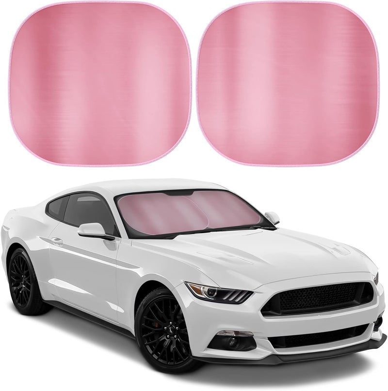 Carbella BDK 2PC Metallic Pink Car Window Sun Shade Auto Shade for Windshield Visor, Block UV Reflect Heat to Keep Your Car SUV Truck, 31.75" x 28.75" - Image 1