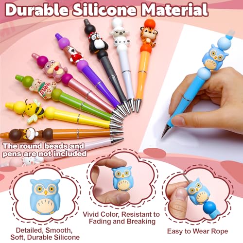 Ferreve 80 Pcs 3D Animal Silicone Focal Beads for Pens, Keychain Making, Focal Beads Bulk for Beadable Keychain DIY Crafts Bracelet Necklace Phone Chain Charms Jewelry Making (Cute Style) - Image 4