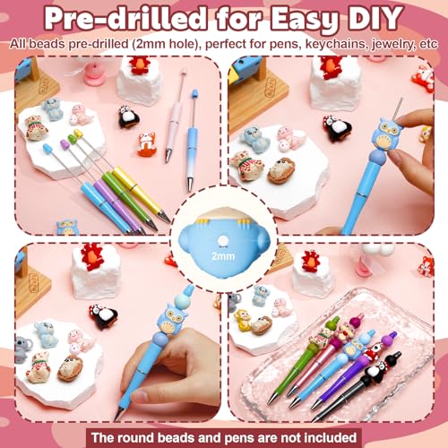 Ferreve 80 Pcs 3D Animal Silicone Focal Beads for Pens, Keychain Making, Focal Beads Bulk for Beadable Keychain DIY Crafts Bracelet Necklace Phone Chain Charms Jewelry Making (Cute Style) - Image 5