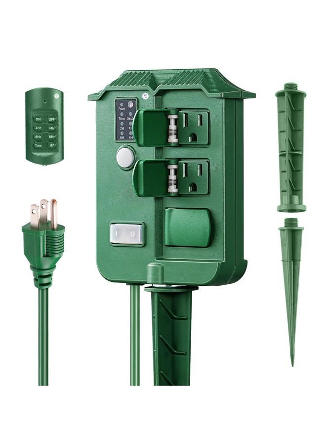 Brightown Outdoor 1625W/13A Power Stake Timer with Remote Control for Christmas Lights Patio Garden - Image 1