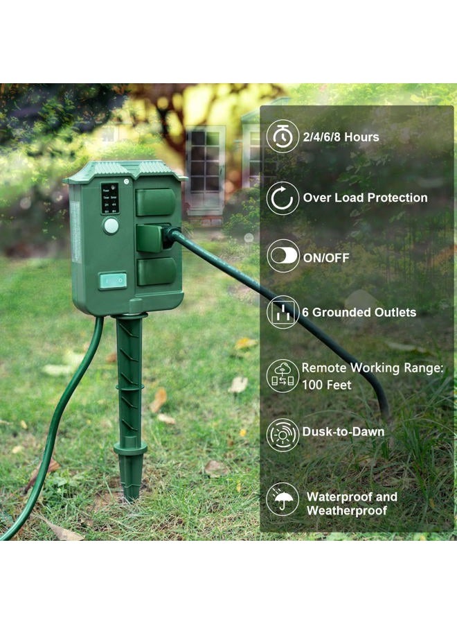 Brightown Outdoor 1625W/13A Power Stake Timer with Remote Control for Christmas Lights Patio Garden - Image 2