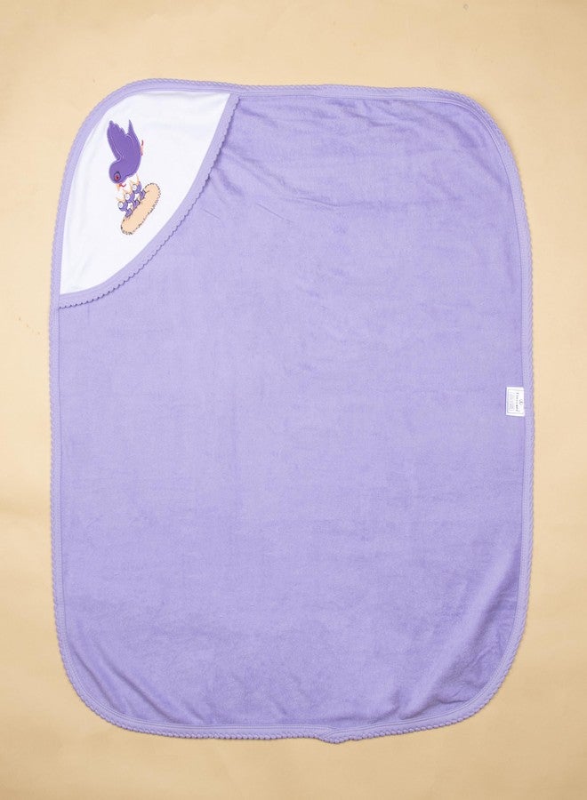 Tinycare Cotton Bath Hooded Towel for New Born, Extra Soft Outside Interlock Stripes Inside Terry, Printed Towel for Kids/Toddler/Infants 72 x 72cm Quick Absorbent (Purple- Pack of 1) 0-12 Months - Image 4